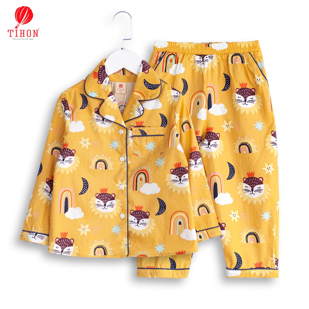 Bộ pijama trẻ em TIHON dài tay họa tiết bắt mắt phối viền trắng SET0750269