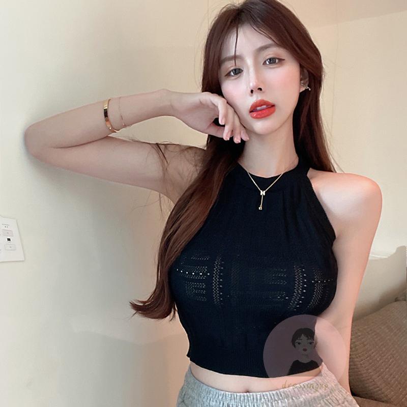 Áo Dệt Kim Không Tay Cổ Tròn Màu Sắc Thời Trang Mùa Hè Cho Nữ