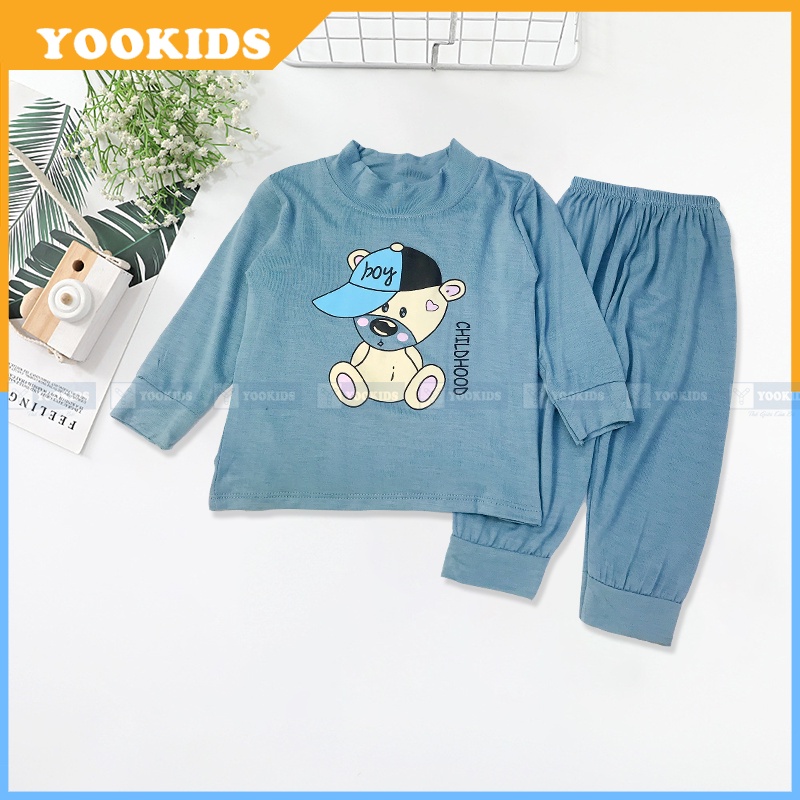 Đồ bộ bé trai bé gái YOOKIDS cổ 3 phân chất thun lạnh mềm, Bộ ngủ cho bé gái bé trai 3 6 9 12 18 tháng 1 2 3 4 5 tuổi