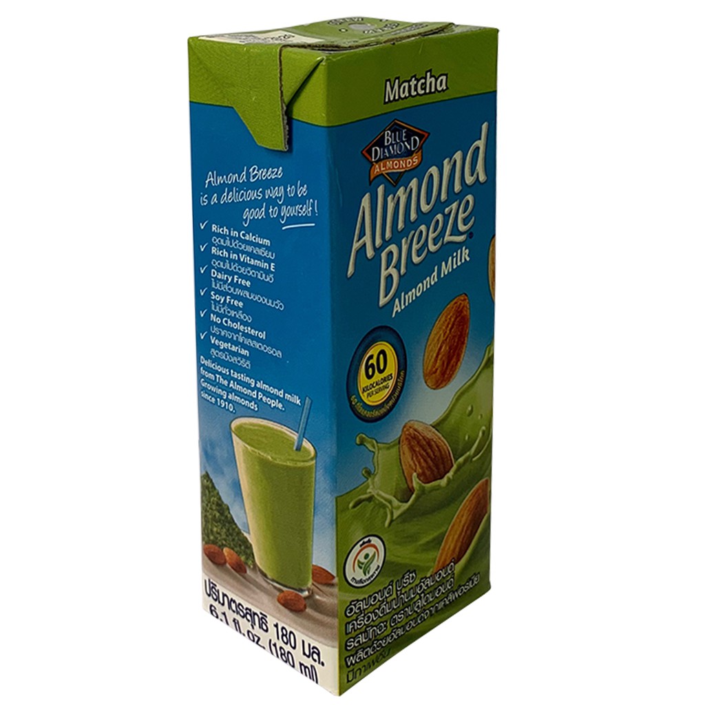 [ALMO1621 giảm 10% HĐ 132k]  ALMOND BREEZE Sữa hạt hạnh nhân Matcha 180ml/hộp (Lốc 3 hộp)