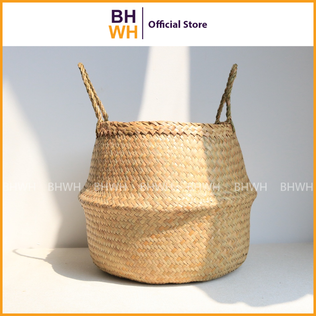 Giỏ Cói Trồng Cây Đơn Giản, Phong Cách Vintage Phù hợp với không gian Gia Đình, Quán Cà Phê, Homestay, Khách Sạn- BHWH