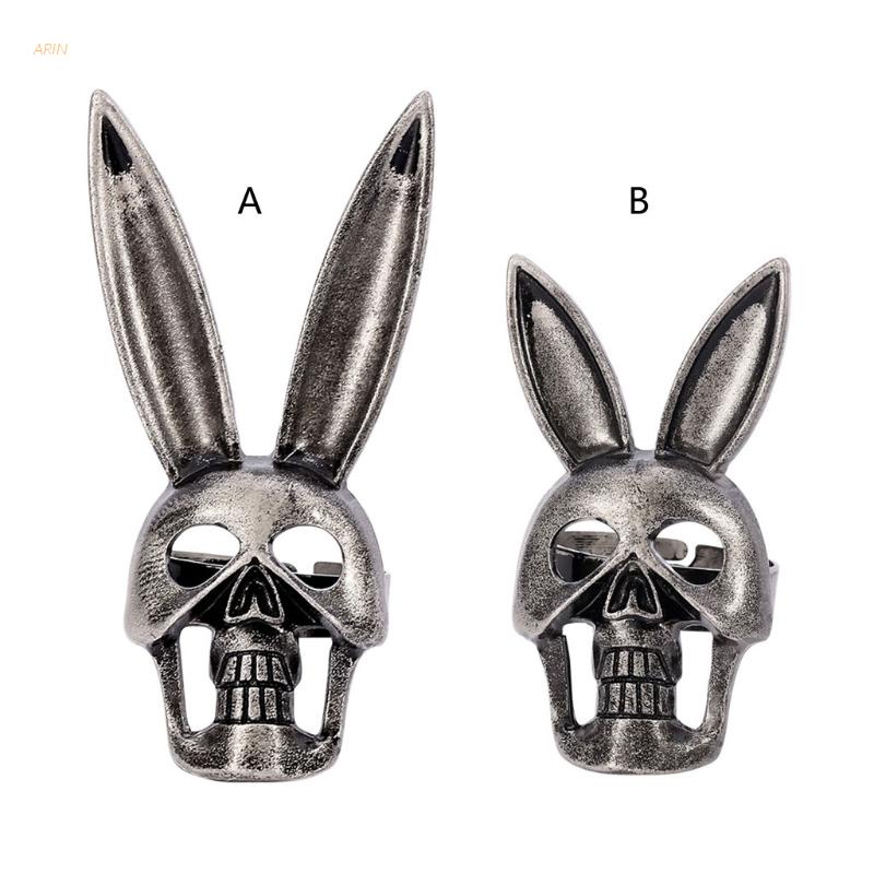Nhẫn họa tiết đầu lâu/thỏ phong cách punk hip hop cá tính có thể điều chỉnh cho nam và nữ