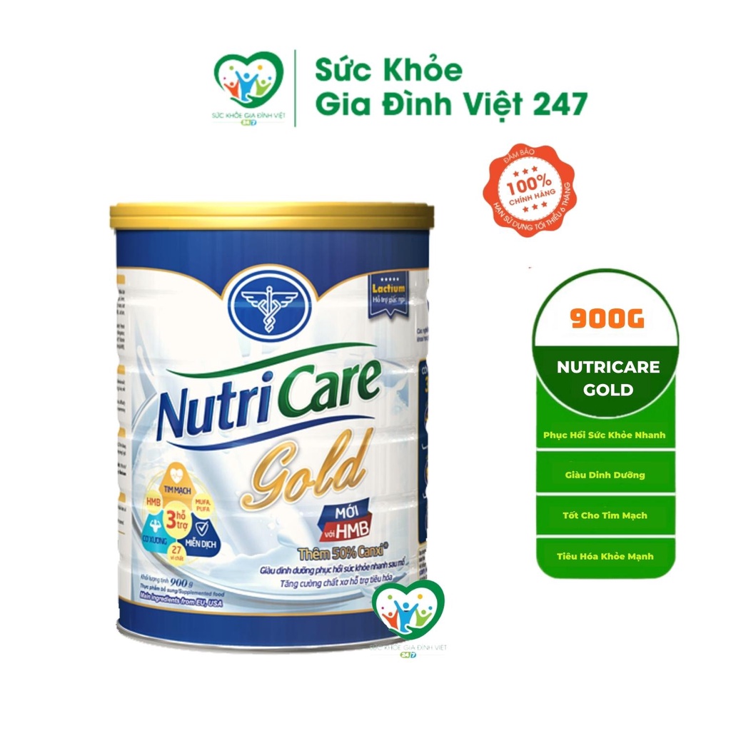 Sữa Nutricare Gold 900g - Sữa dành cho người lớn và trẻ trên 10 tuổi