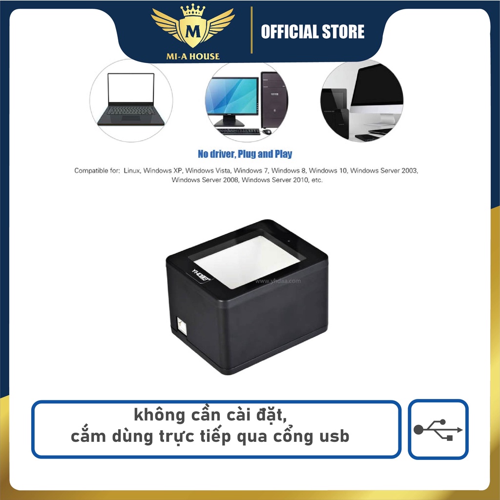 Máy quét mã vạch đa tia YHD 9800 2D - Máy Scan mã vạch Qr để bàn dùng cho Siêu thị, Cửa hàng