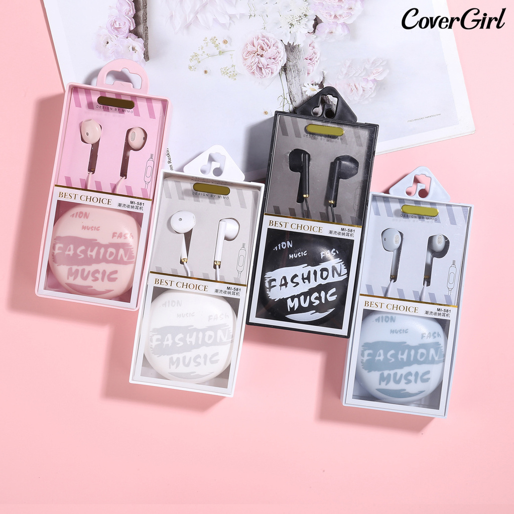 Tai Nghe Nhét Tai Có Dây Kèm Hộp Đựng Họa Tiết Graffiti Thời Trang