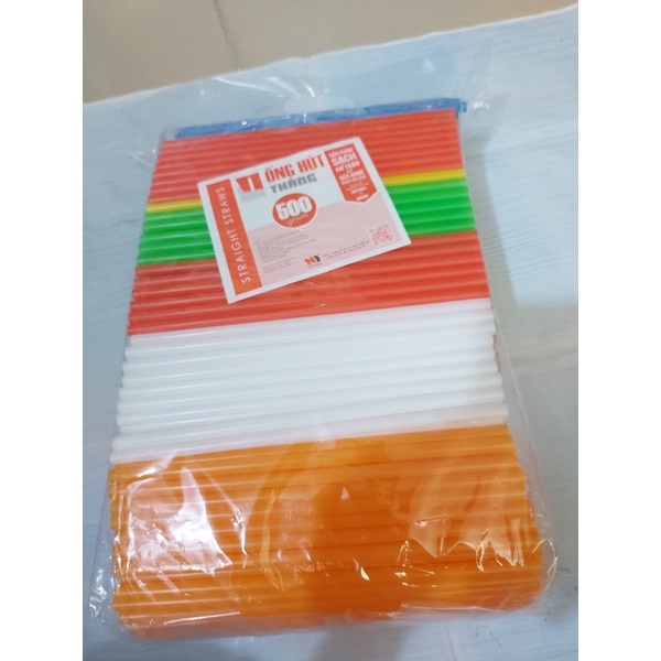 Bịch 500 gam  Ống hút 2 đầu thẳng phi 6 dài 21cm, màu trắng và nhiều màu
