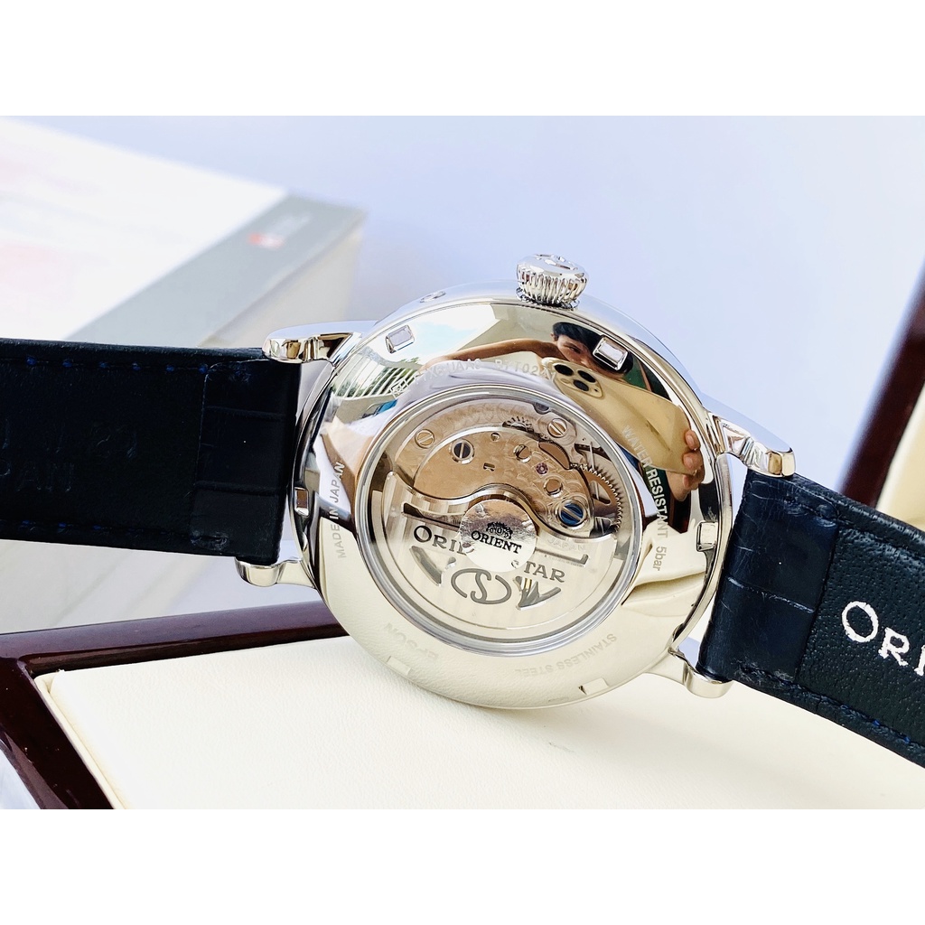 Đồng hồ nam chính hãng Orient Star Moon phase Blue RE-AM0002L00B - Máy cơ tự động - Kính Sapphire