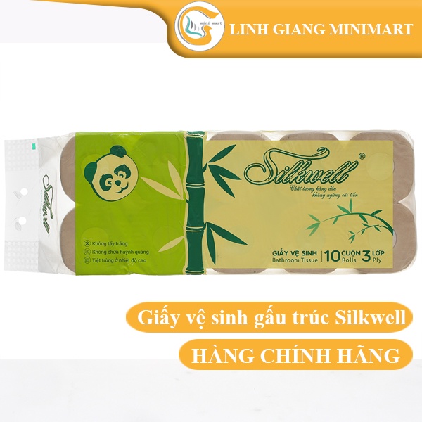 [HÓA ĐƠN CTY] 10 cuộn giấy vệ sinh tre Silkwell 3 lớp Cuộn giấy vệ sinh gấu trúc Hàng chính hãng Có hóa đơn