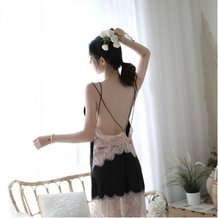 Váy Ngủ Sexy MS5143 Lụa Satin, Phối Ren Rất Đẹp, Set Gồm Váy và Quần Chip Lọt Khe | BigBuy360 - bigbuy360.vn