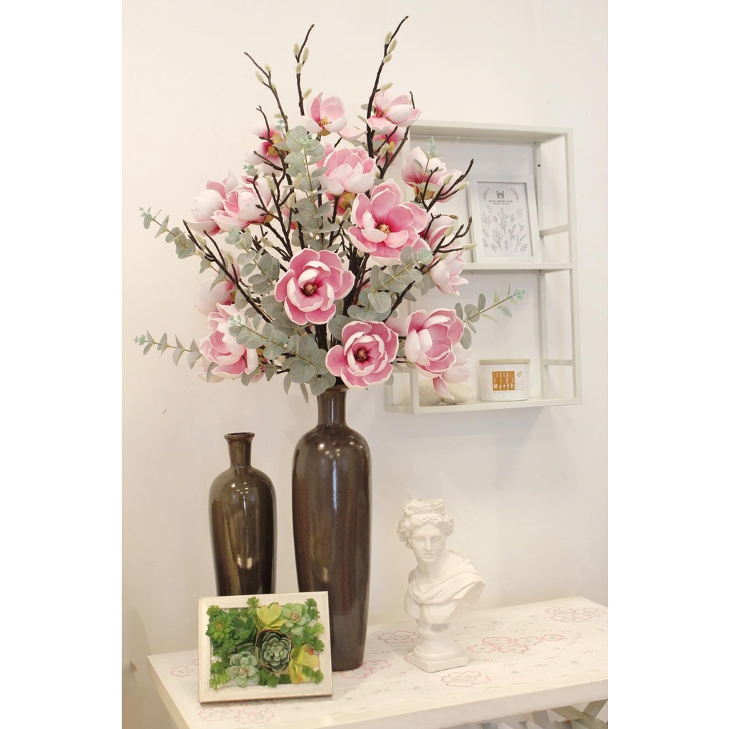 Hoa Giả 🌺 Hoa Mộc Lan 6 Bông Cánh Nhọn Cành Dài 120cm