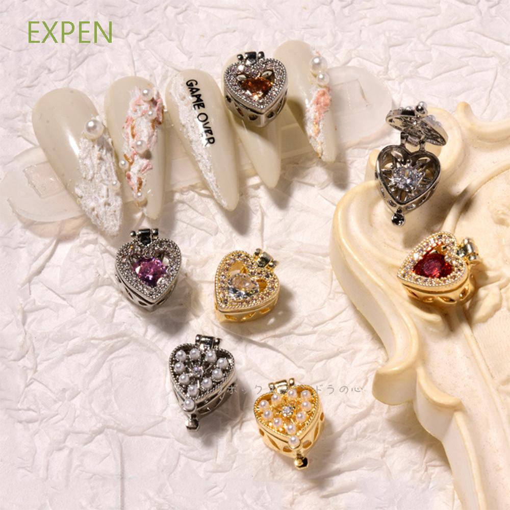 EXPEN Delicate Manicure Jewelry Luxury Nail Art Decoration Magic Box Nail Accessories 1PC Moonlight Treasure Box Love Heart-shaped Zircon DIY Nail Art