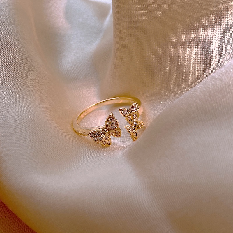 Nhẫn hở đính đá ngọc trai nhân tạo phong cách retro Nhật Hàn cho nữ