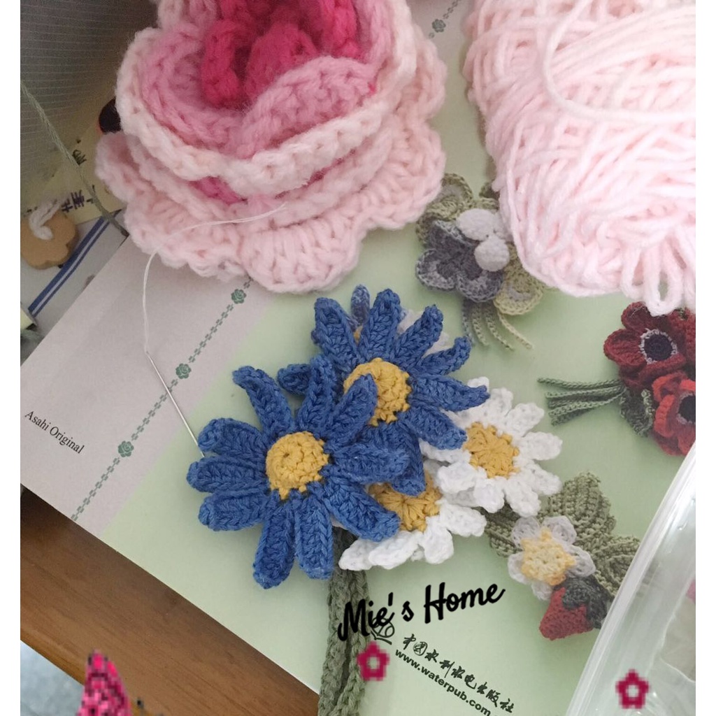 DIY Bộ nguyên liệu tự làm khuy / ghim cài áo trang đeo túi xách dễ thương Hoa cỏ Lá Cây móc sợi Handmade - MIE Shop
