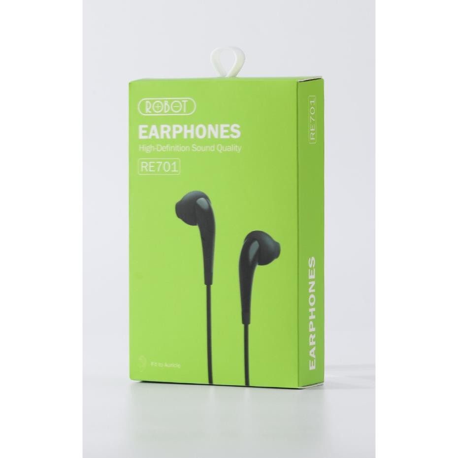 Tai Nghe Nhét Tai Có Dây ROBOT RE701 Nghe Nhạc Đàm Thoại - Cổng Kết Nối 3.5mm - Âm Thanh Sắc Nét - BẢO HÀNH 12 THÁNG