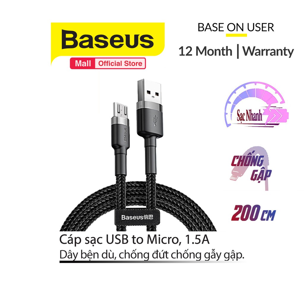 Cáp Sạc Baseus Cafule Micro USB dành cho Smartphone Android 1m/2m/3m ( 2.4A/1.5A/2A )