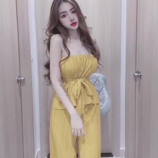 Set bộ áo ống kèm quần suông dập li hàng loại 1 siêu đẹp