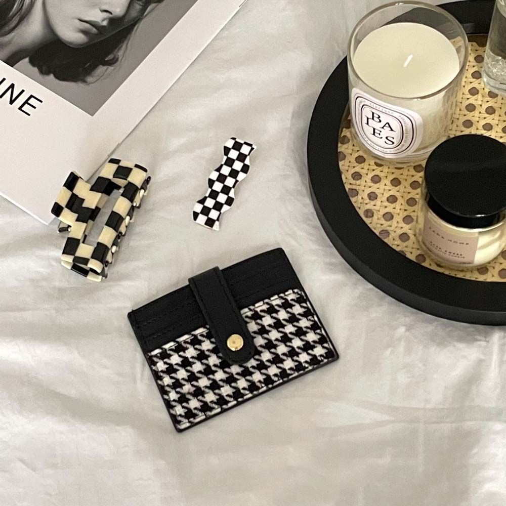 Ví nữ  𝑭𝑹𝑬𝑬𝑺𝑯𝑰𝑷  Ví đựng thẻ họa tiết Houndstooth Da PU Cao Cấp Siêu HOT sang chảnh V22