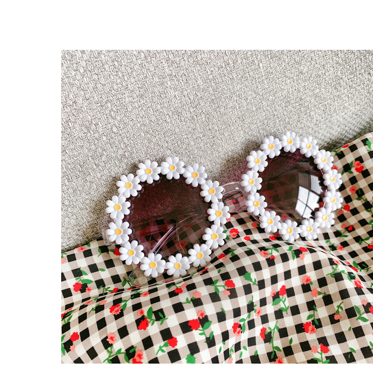 Kính mát gọng tròn trang trí hoa phong cách Hàn Quốc độc đáo thời trang