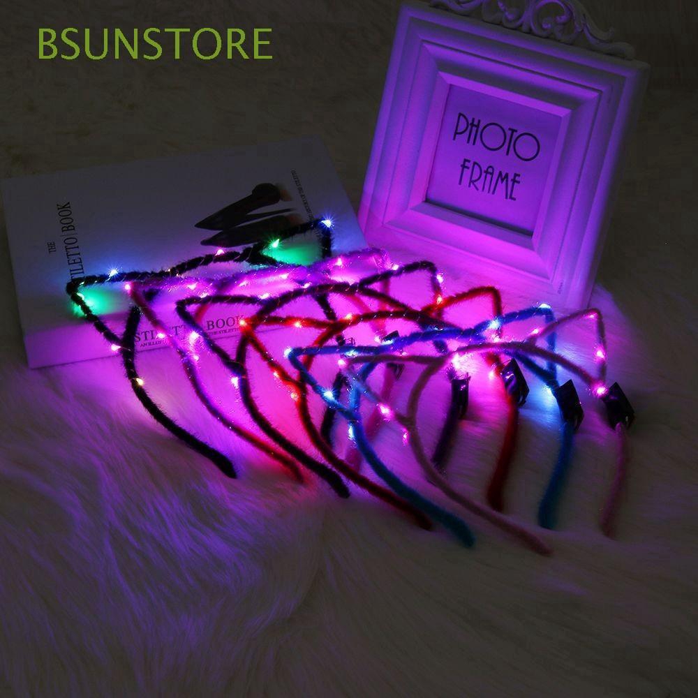 Cài tóc có tai mèo và đèn led thời trang cho nữ