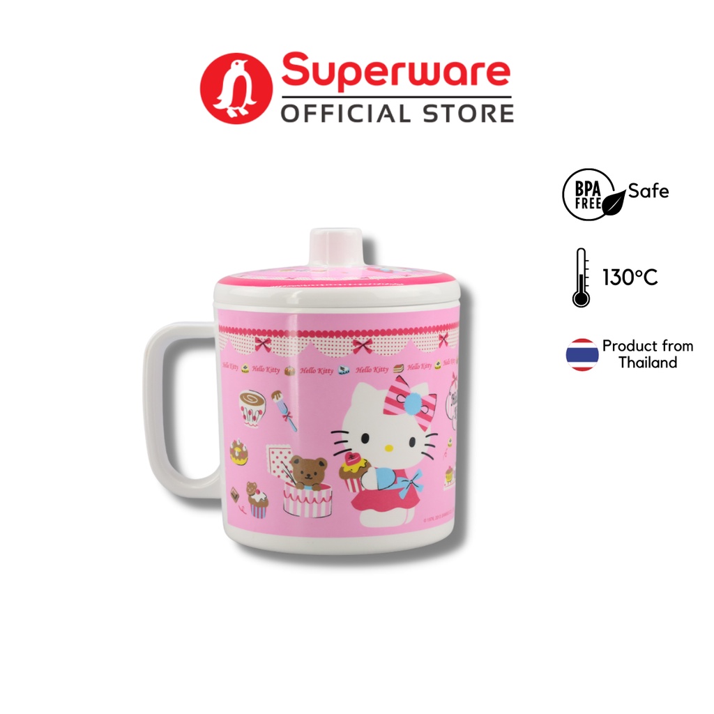 Ly Hello Kitty Chocolate Có Nắp Chất Liệu 100% Melamine | Superware Thái Lan | CL639