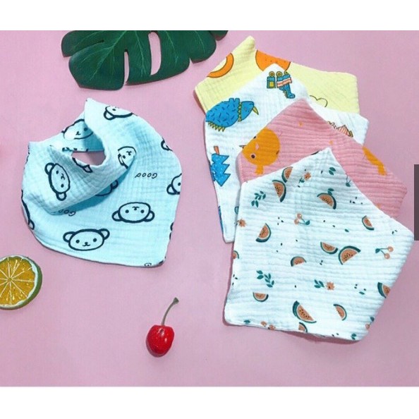 Khăn yếm tam giác 8 lớp BOONA Việt Nam chất liệu Muslin Organic  choàng yếm dãi cho bé sơ sinh