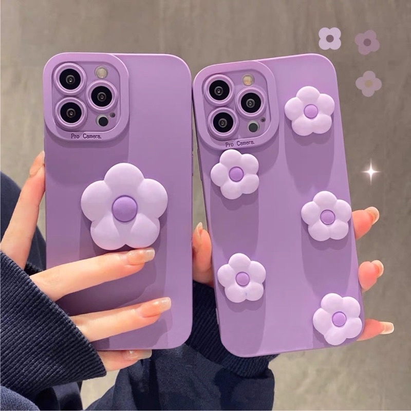 Ốp lưng ip pro camera màu tím hoạ tiết 1 hoa - 5 hoa màu tím dành cho ip