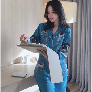 Bộ đồ ngủ lụa Pizama họa tiết P206 hàng cao cấp