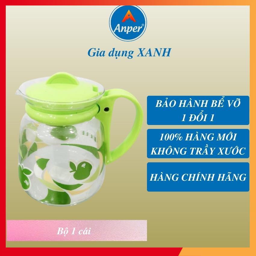 Bình Nước Thủy Tinh Green Apple Vân Hoa 1.3 Lít  Cao Cấp Sang Trọng !