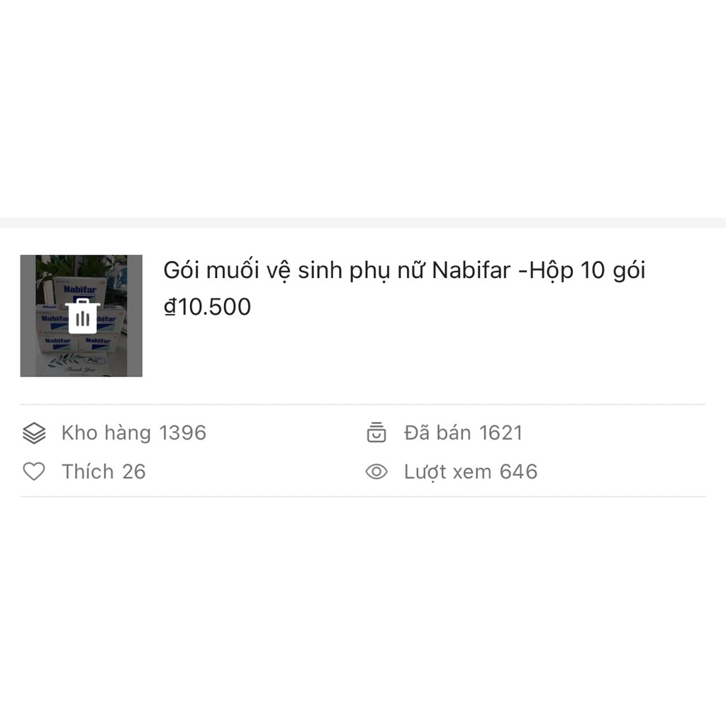 BỘT PHA DUNG DỊCH VỆ SINH NABIFAR - Hộp 10 gói