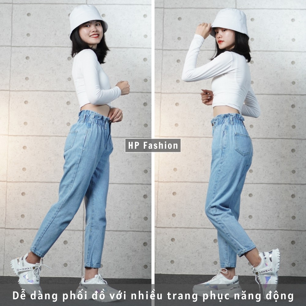 Quần baggy nữ ❤️ Quần jean cạp cao lưng chun chất bò dày dặn trẻ trung - QJ02