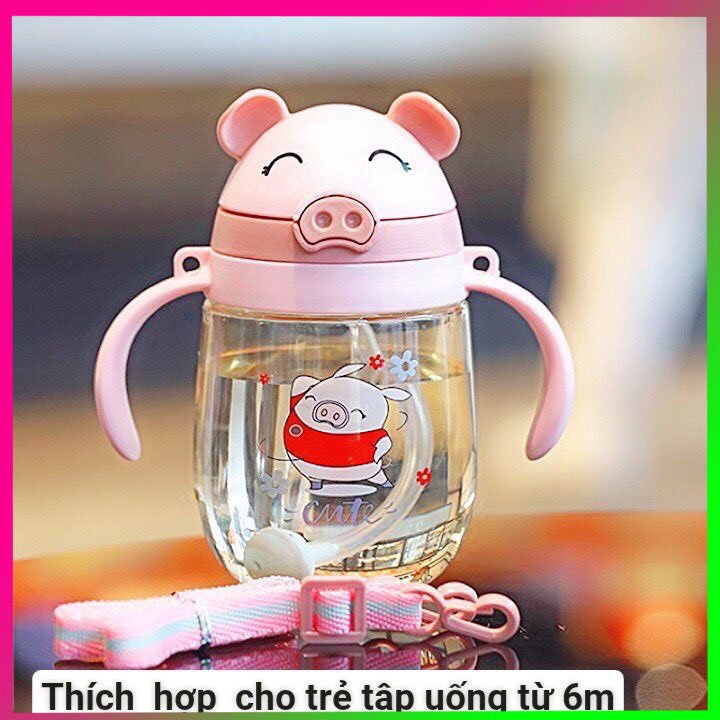 Bình Tập Uống Nước Chống Sặc Cho Bé - Có Dây Đeo, Tay Cầm