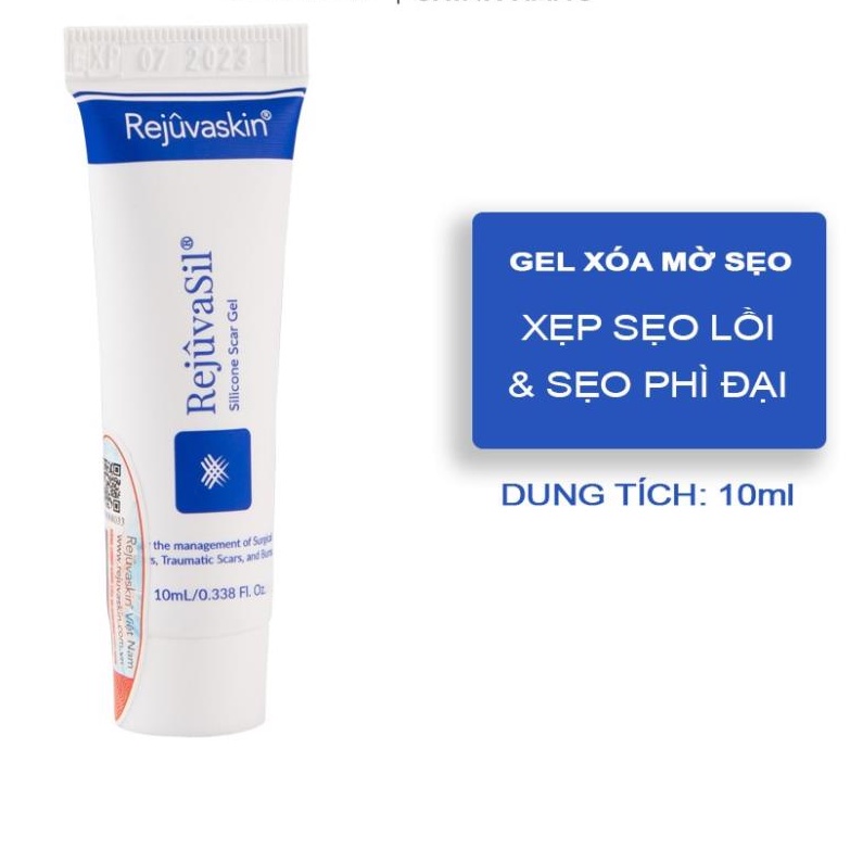 Gel ngăn ngừa sẹo và làm xẹp sẹo lồi, sẹo phì đại REJUVASKIN Rejuvasil 10ml - Mỹ Phẩm Mai Hân