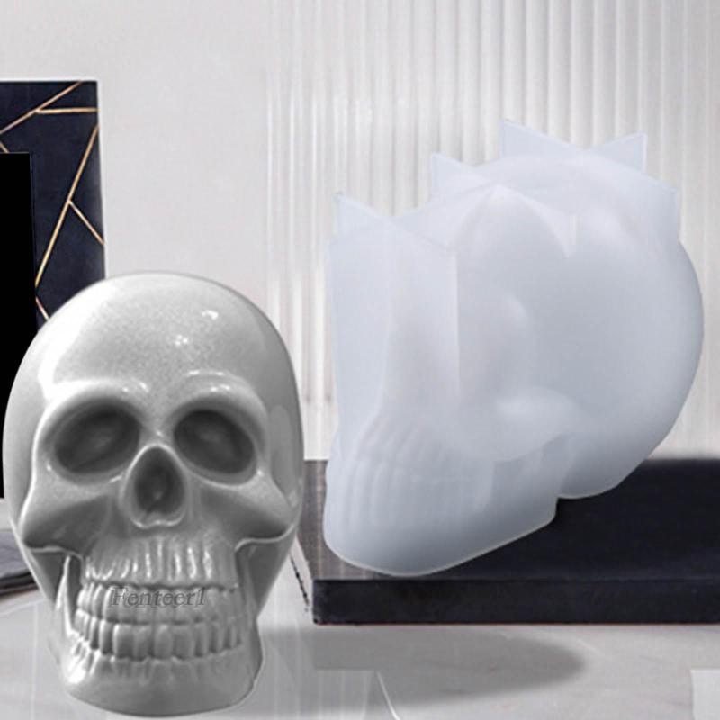 Khuôn Làm Nến Hình Đầu Lâu 3D Bằng Silicone Trang Trí Nội Thất DIY