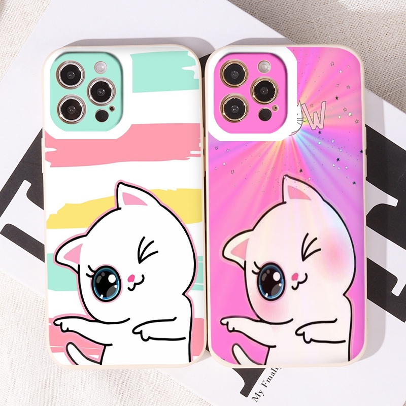 Ốp iphone mèo cầu vồng ốp Meow đáng yêu đủ mã iphone vuông cho 6/6s/7/8plus/11/12/13/pro/promax/x/xs/xr/xsmax