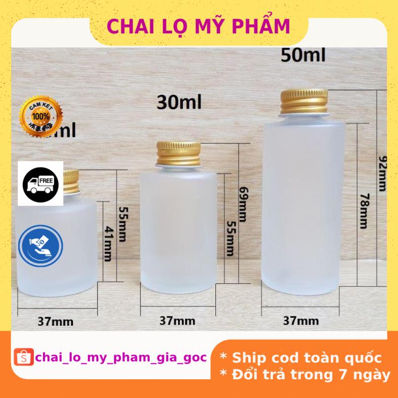 Chai Chiết Mĩ Phẩm ❤ GIÁ TỐT NHẤT ❤ Chai Thủy tinh mờ Vai ngang Nắp nhôm 20ml,30ml,50ml chiết mỹ phẩm , phụ kiện du lịch