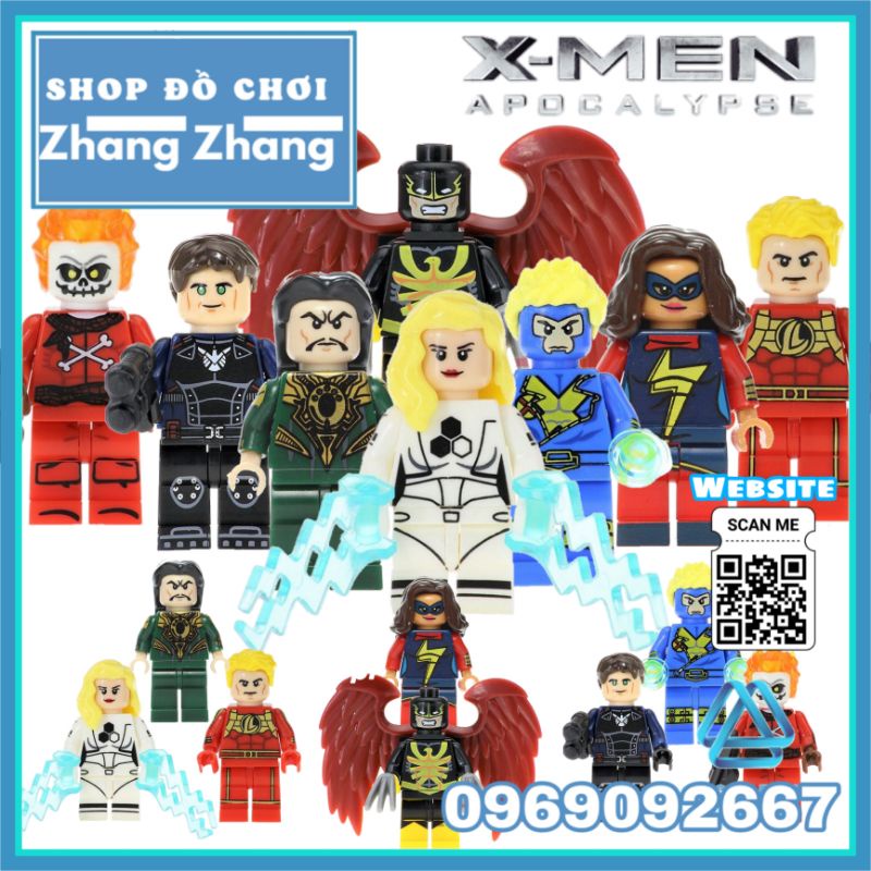 Đồ chơi Xếp hình Nighthawk Mandarin - Kamala Khan Havok - Human Torch Skull - Jeffrey Mace Minifigures POGO PG8065