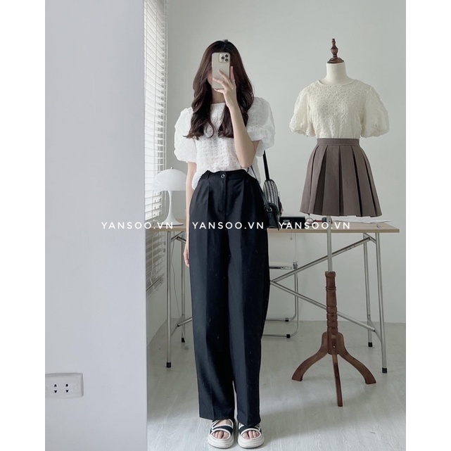 Áo somi xốp nhăn tay bồng chất mềm nhẹ phong cách Hàn quốc ( ảnh thật ) by YANSOO