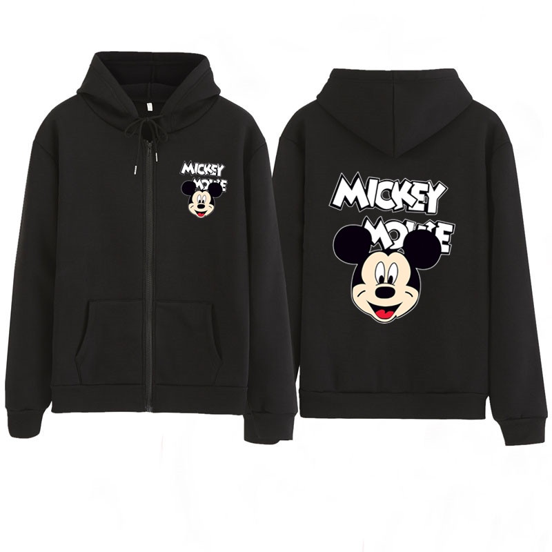❤Nổ❤Áo Khoác Hoodie Tay Dài Lót Nhung Dày In Hình Chuột Mickey Thời Trang Mùa Đông Cho Nam Và Nữ