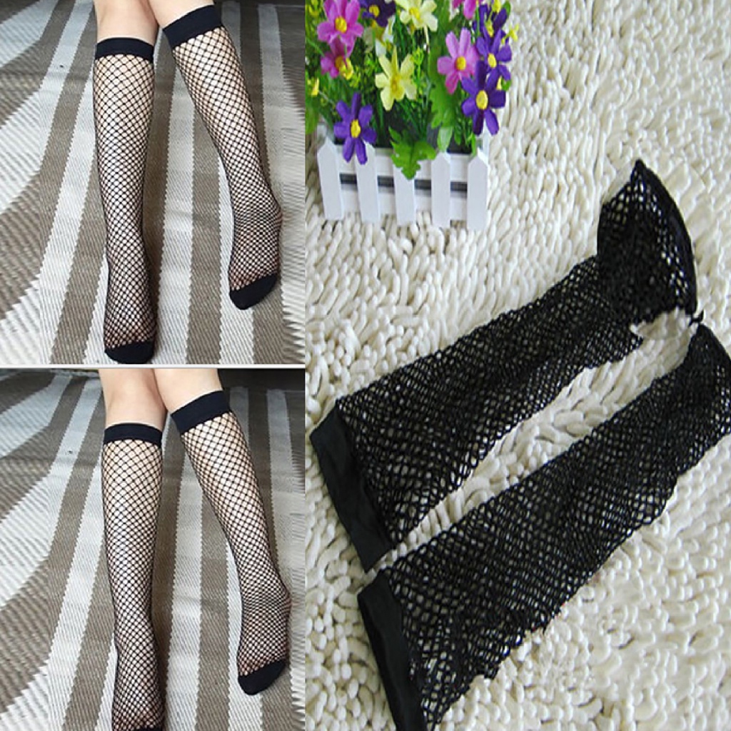 Vớ Lưới Nylon Dài Đến Đầu Gối Màu Trơn Thời Trang Cho Nữ