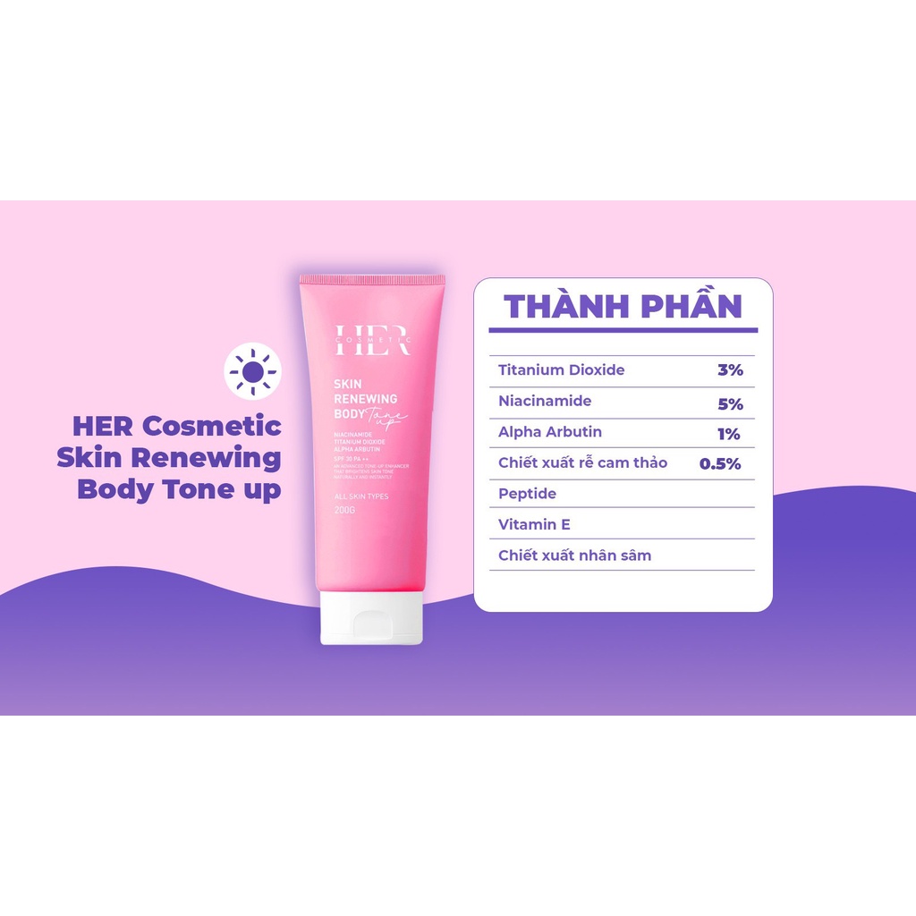 Kem Dưỡng Trắng Da Toàn Thân Ban Ngày HER TREATMENT Skin Renewing Body - Tặng ngay Body Đêm Minisize 30gr