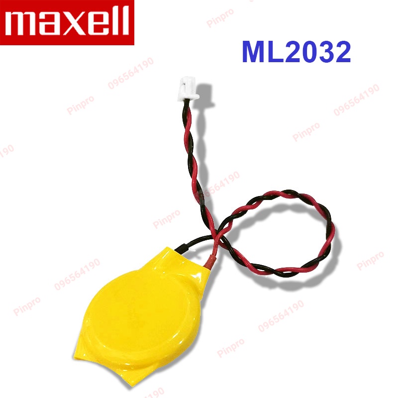 Pin sạc Maxell ML2032 3V Lithium hàn chân, có dây cắm