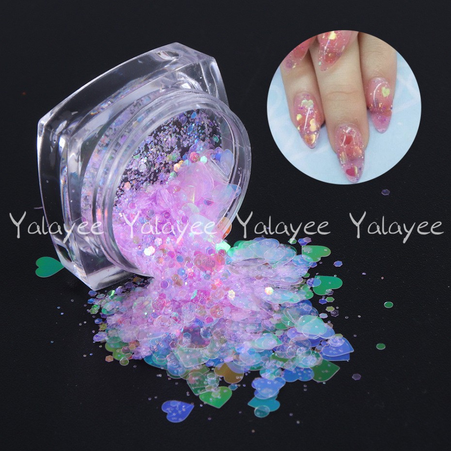 Miếng Dán Móng Tay Màu Laser Trong Suốt Lấp Lánh 4 Màu Tùy Chọn