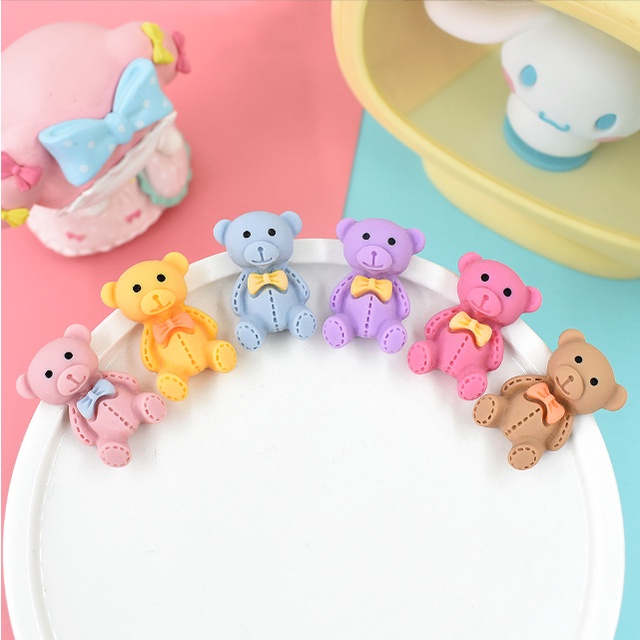 Charm gấu Teddy các màu trang trí kẹp tóc, bình nước, dán Jibbitz, vỏ ốp điện thoại, DIY