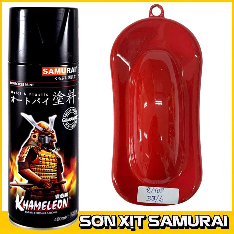 Sơn Samurai màu đỏ 33/6 chính hãng, sơn xịt dàn áo xe máy chịu nhiệt, chống nứt nẻ, kháng xăng