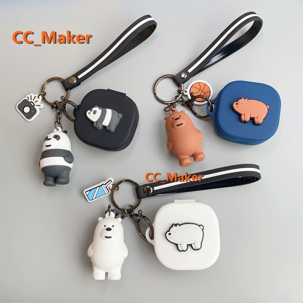 SoundPeats Air2 Case Cartoon We Bare Bears Keychain Pendant SoundPeats True Air2 Silicone Soft Shell Case Cute Solid Color Ring Lanyard Cute Panda Pendant SoundPeats Air2 Cover Shockproof Shell Case