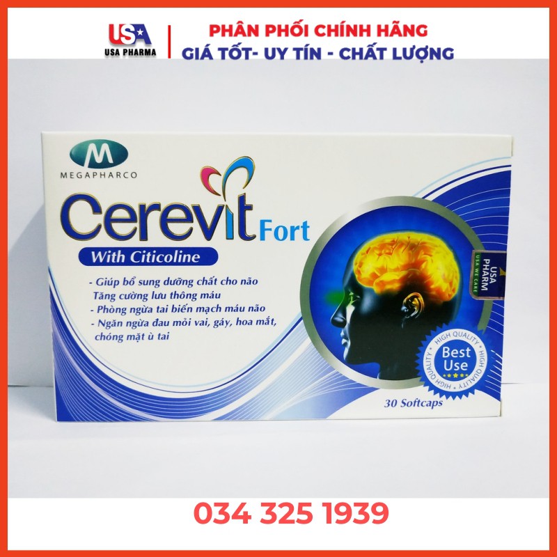 [Viên uống] Cerevit Fort Hoạt huyết dưỡng não, tăng cường trí nhớ, cải thiện tuần hoãn não