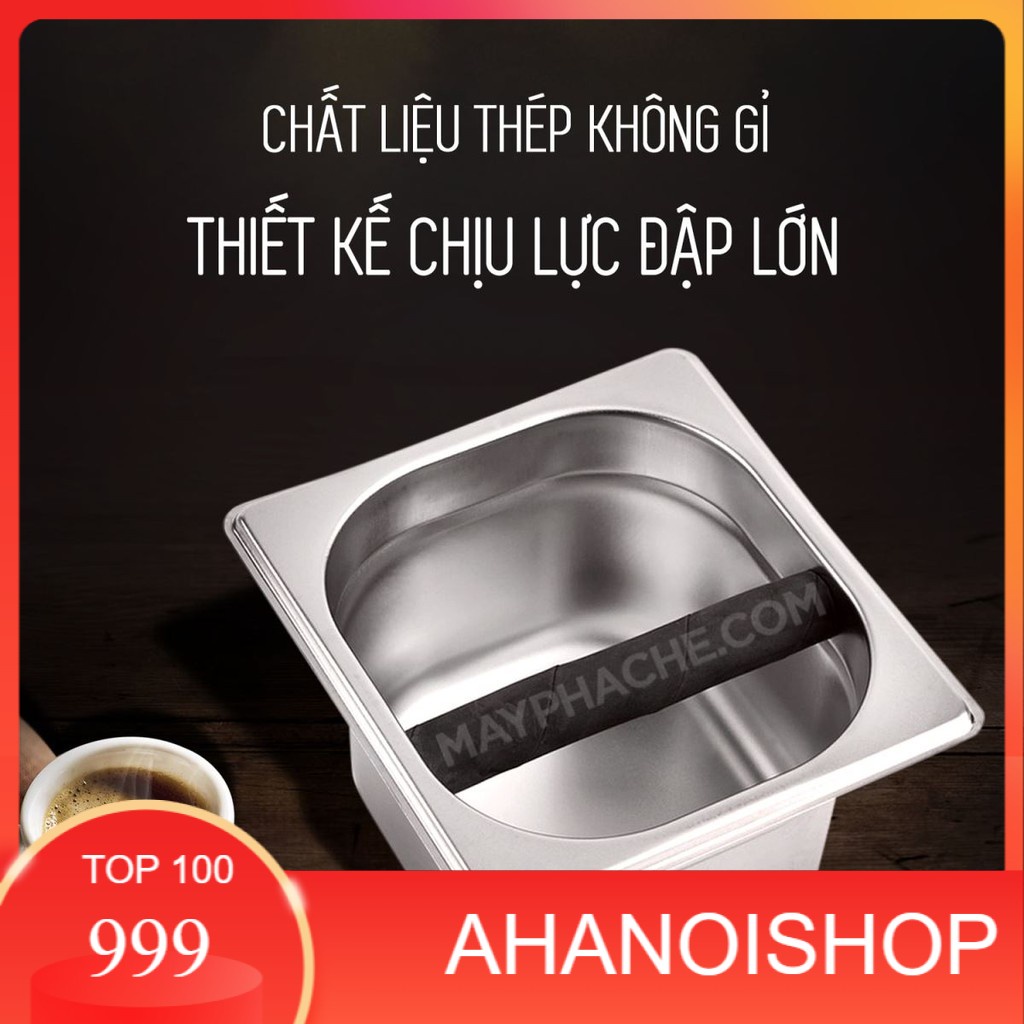 (NH)Hộp Hộc Đập Bã Cafe, Đựng Bã Cà Phê Inox Cao 10 - 15cm
