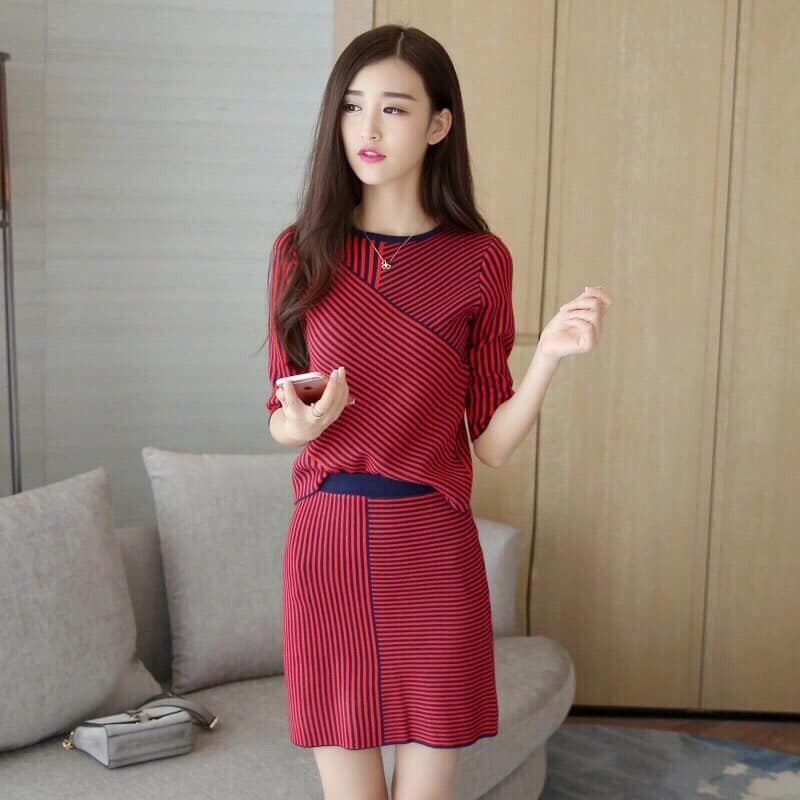 👗 SÉT ĐẦM LEN KẺ SỌC CAO CẤP MSP_DVGS_D250