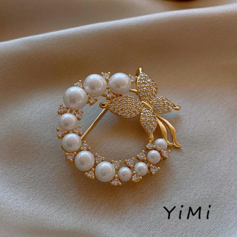 Ghim CàI ÁO HìNh Bươm BướM ĐíNh Kim Cương NgọC Trai Giả ThờI Trang Cho Nữ