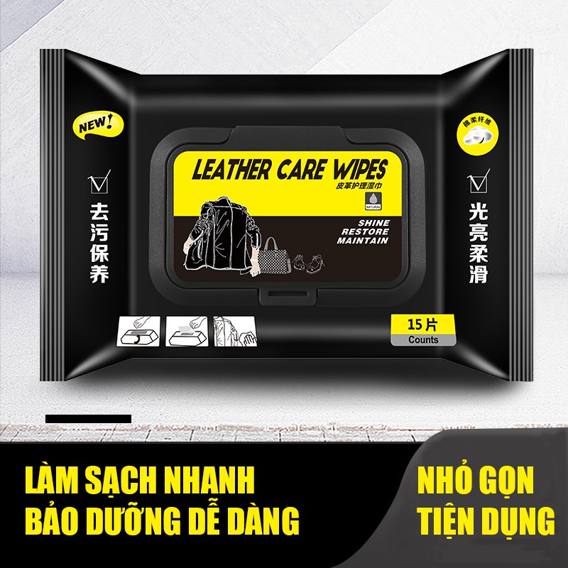 Khăn lau vệ sinh bảo dưỡng đồ da đa năng LEATHER CARE WIPES 15 khăn